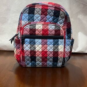 Vera Bradley Quilted Plaid Mini Backpack in Red, Blue, Gray